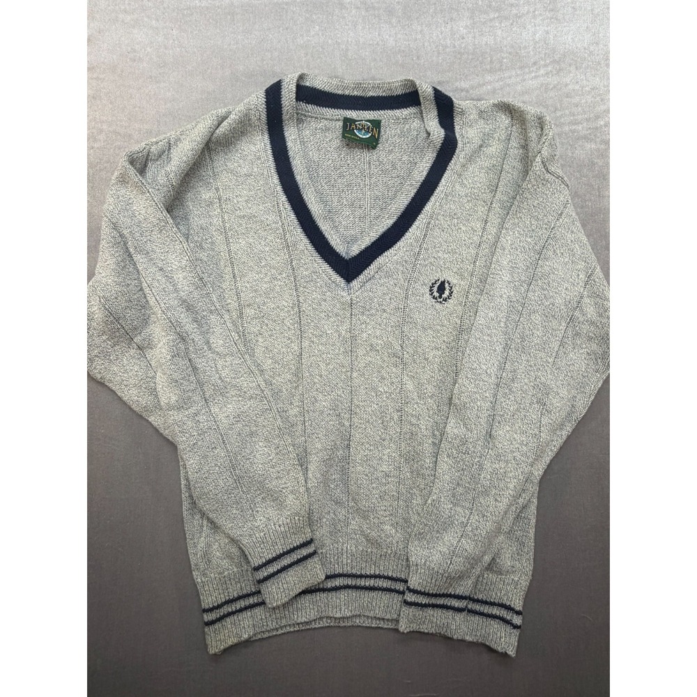 Vintage Jansen Made in USA‎ Sweater Gray Blue Men Size Medium